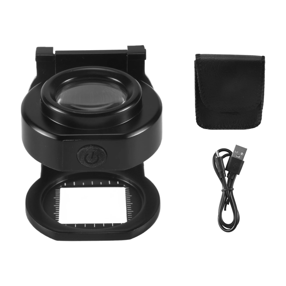 Jojomino Light 25X Loupe Magnifier With 6 Usb Three-Folding Desktop Portable Metal Eye Scale Sewing Magnifing Glass