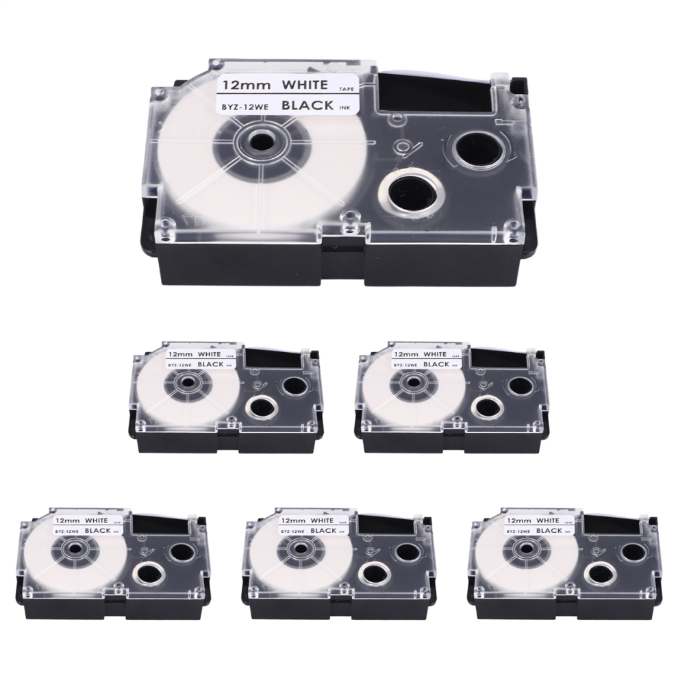 Photos - Other Office Equipment Jojomino 6 Pack 12mm Black on White Label Ribbon for -120 -E300 -60 -100 KL750B KL820 KL750 KL7200 Printer 