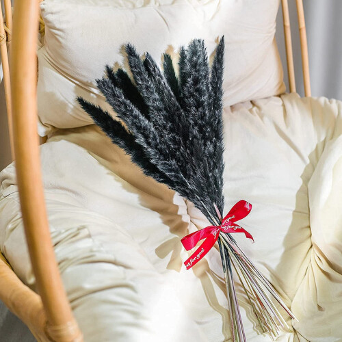 30Pcs Black Pampas Grass, 17 polegadas Natural Dryed Small Stems para decoração de casamento em casa Arranjos de flores, decoração 2