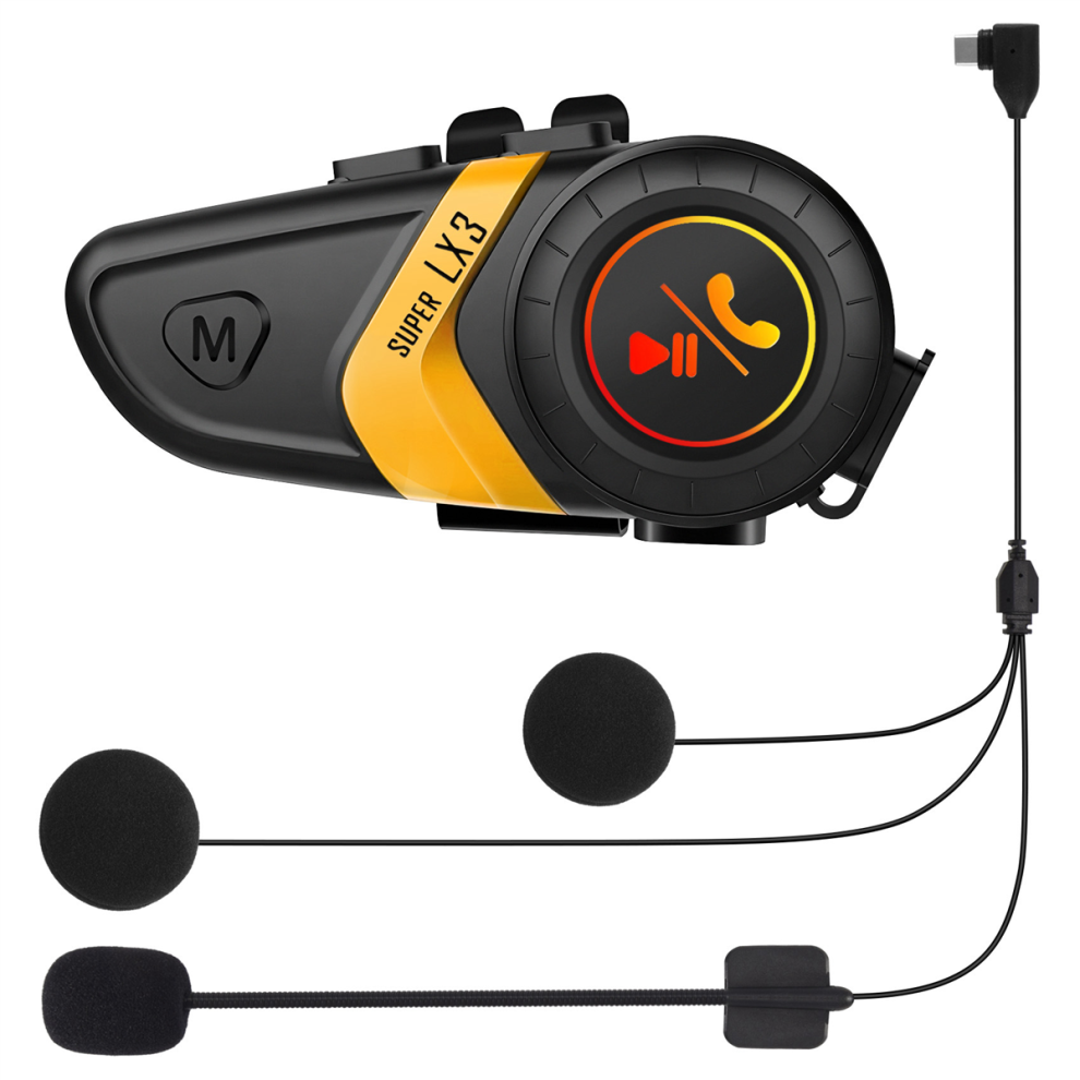 Casque Bluetooth LX3 1200 mAh pour moto, BT5.0, sans fil, mains libres, stéréo, anti-brouillage, étanche, casque d'écoute-C