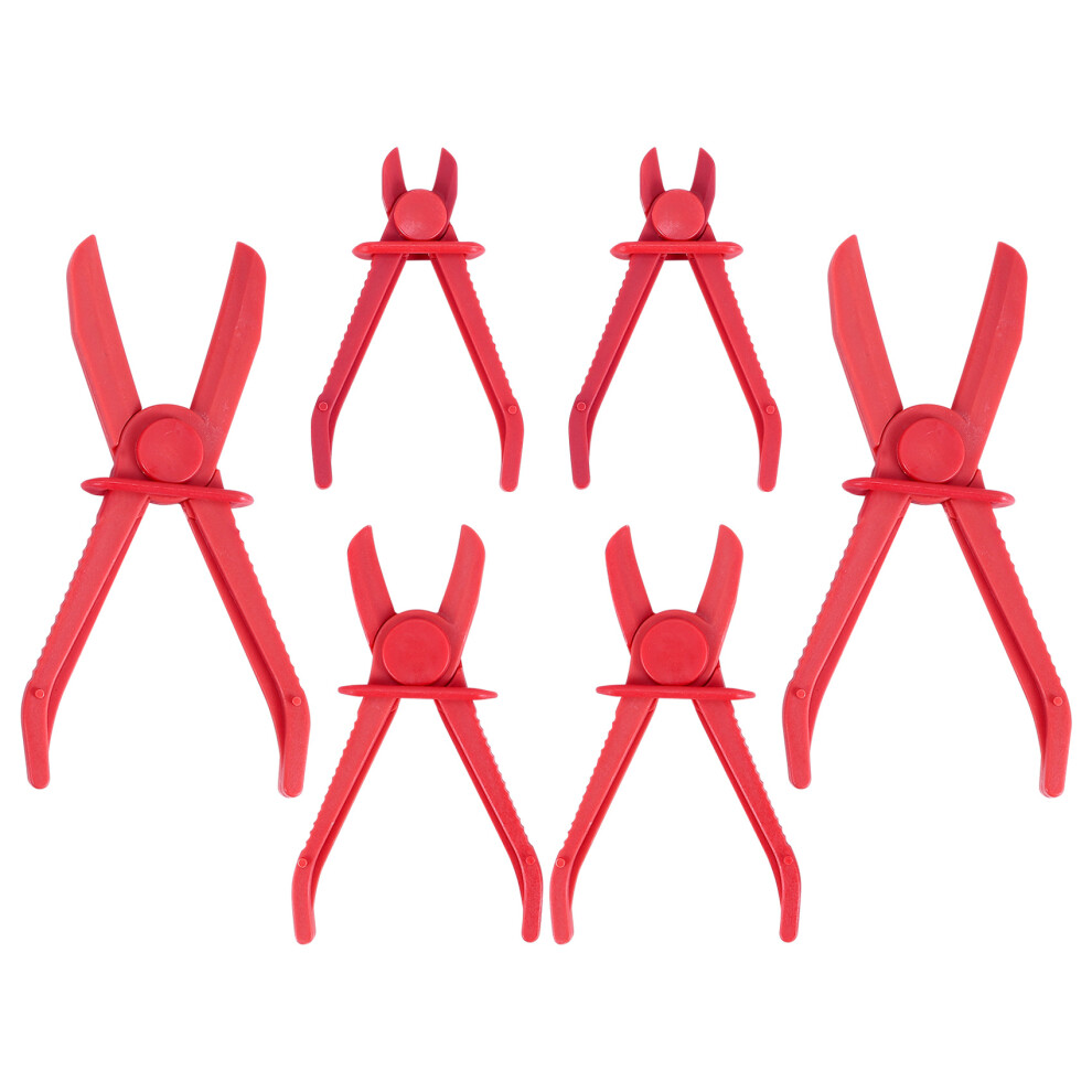 6 Pack Hose Clamp Pliers,Line Clamps Pinch Pliers For Brake Hoses, Fuel Hoses,Gas Lines,Coolant Hoses,Radiator Hoses,Red 4851820403344