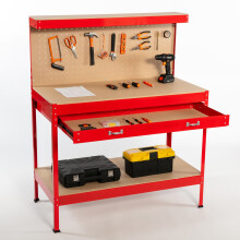 (Red) SwitZer Steel Garage Tool Box Work Bench Storage Pegboard Shelf DIY Workshop