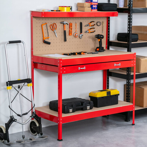 Switzer (Red) SwitZer Steel Garage Tool Box Work Bench Storage Pegboard Shelf DIY Workshop 2