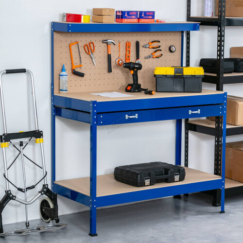 Switzer (Blue) SwitZer Steel Garage Tool Box Work Bench Storage Pegboard Shelf DIY Workshop 2