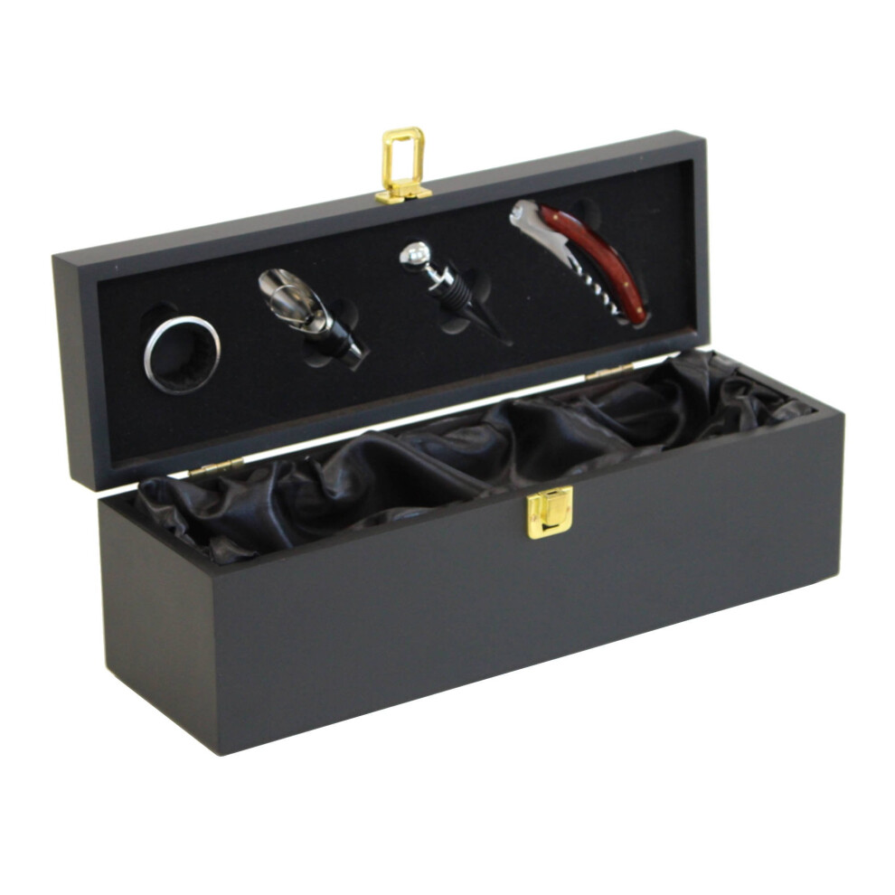 Oypla Wine Bottle Gift Box Presentation Case & 4pc Accessories Set
