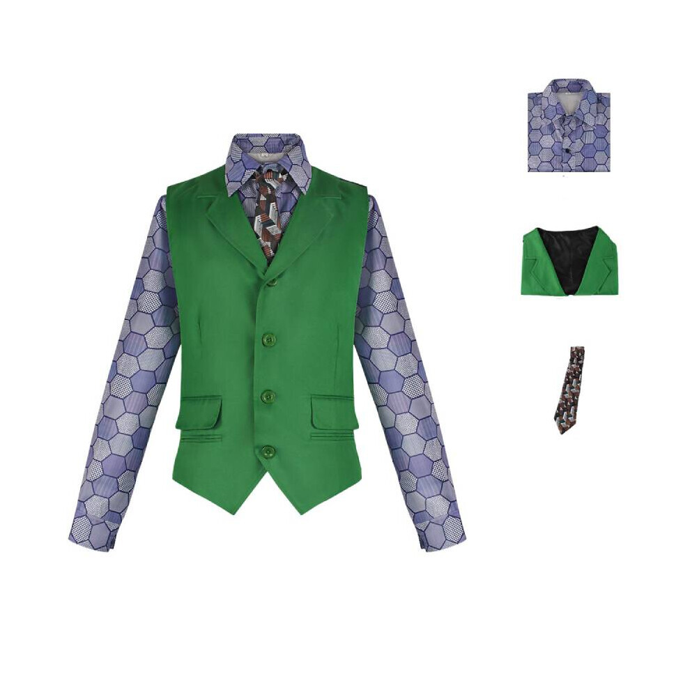 (M) le Costume de Cosplay Joker, gilet vert, chemise, cravate, film pour hommes, Cos Halloween