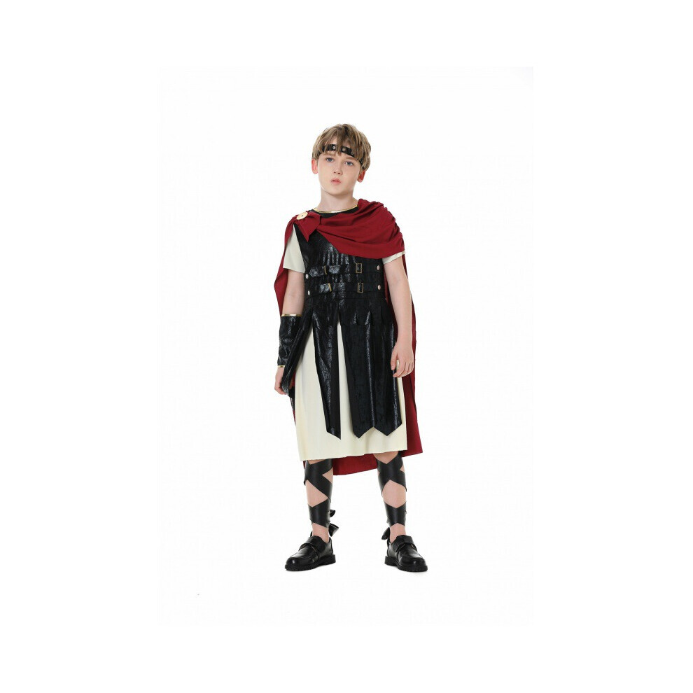 (B, XL) Costume spartiate unisexe unique pour garçons et filles avec bouclier et cape accrocheurs