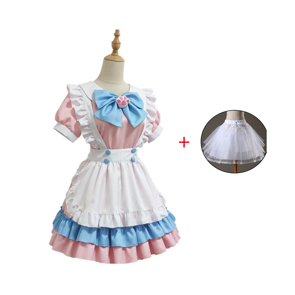 (Avec agitation, XL) Robe de demoiselle d'honneur Lolita, uniforme, tenue, tablier, ras du cou, Costume