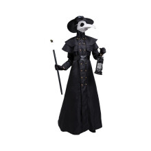 (Schwarz, 4XL) Halloween-Kostüm für Erwachsene im mittelalterlichen Punk-Stil, Pestarzt-Kostüm, Krähe,