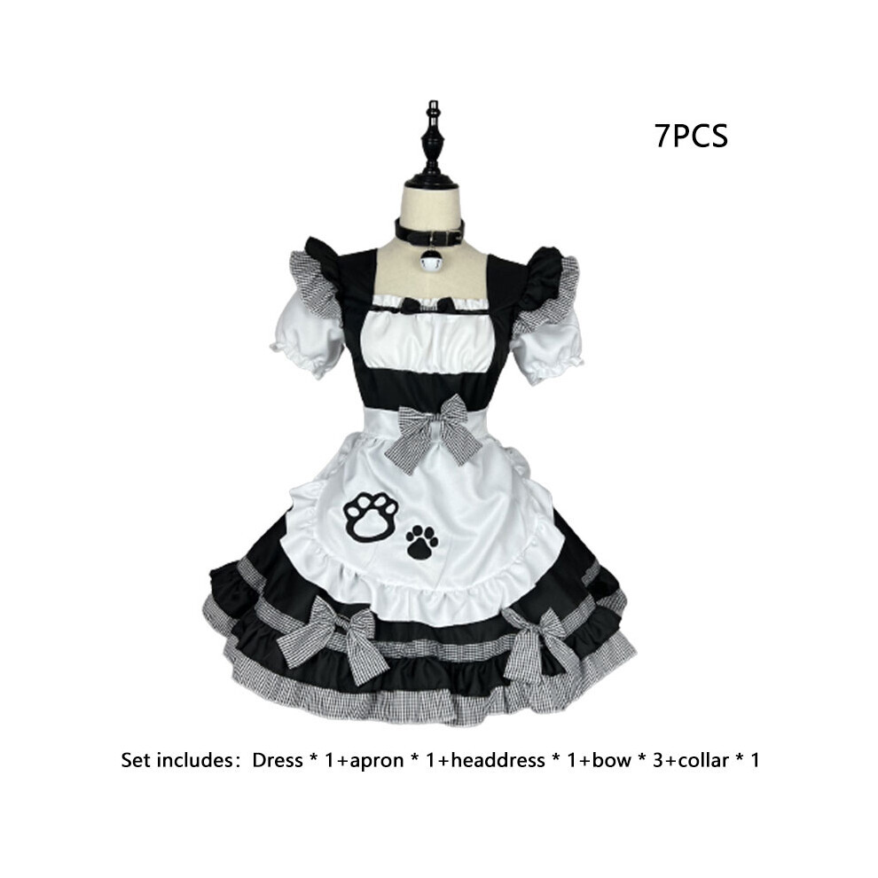 (Noir, 4XL) Robe tablier classique Nekopara, ensemble de costumes de femme de chambre, personnages de