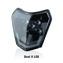 (Dual 6 LED) PowerZone Motocyklowa lampa przednia LED, reflektor Supermoto, owiewka do KTM EXC SXF