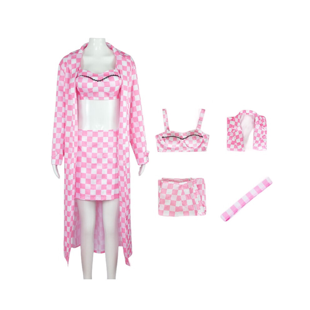 (XS) Plaid Barbie rose Trench Coat Cosplay ensemble fille Halloween fête accessoires cadeaux Fans