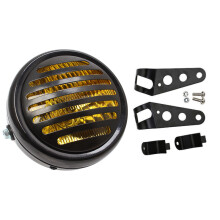 (Czarny) Metalowy reflektor retro okrągły do motocykla Grill reflektor motocyklowy retro reflektory