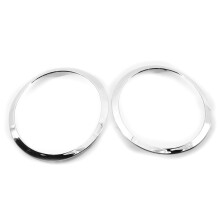 (Srebrny) 2 szt. do Mini Cooper R55 R56 R57 R58 2007-2015 Błyszczący czarny pierścień reflektora z obramowaniem
