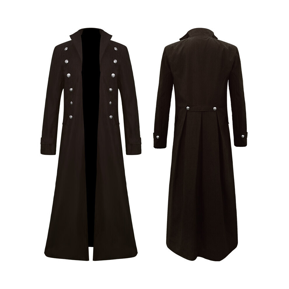 (Marron, S) Costumes médiévaux rétro hommes manteau Punk Vintage vestes victorien Cosplay gothique