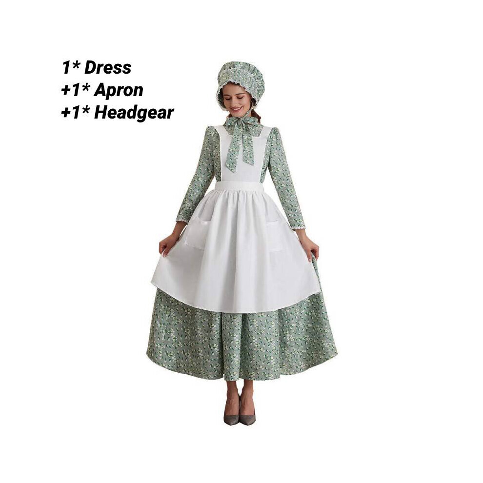 (Vert, S) Costume d'uniforme de Cosplay de femme de chambre, robe de Style pastoral, tablier pour filles,