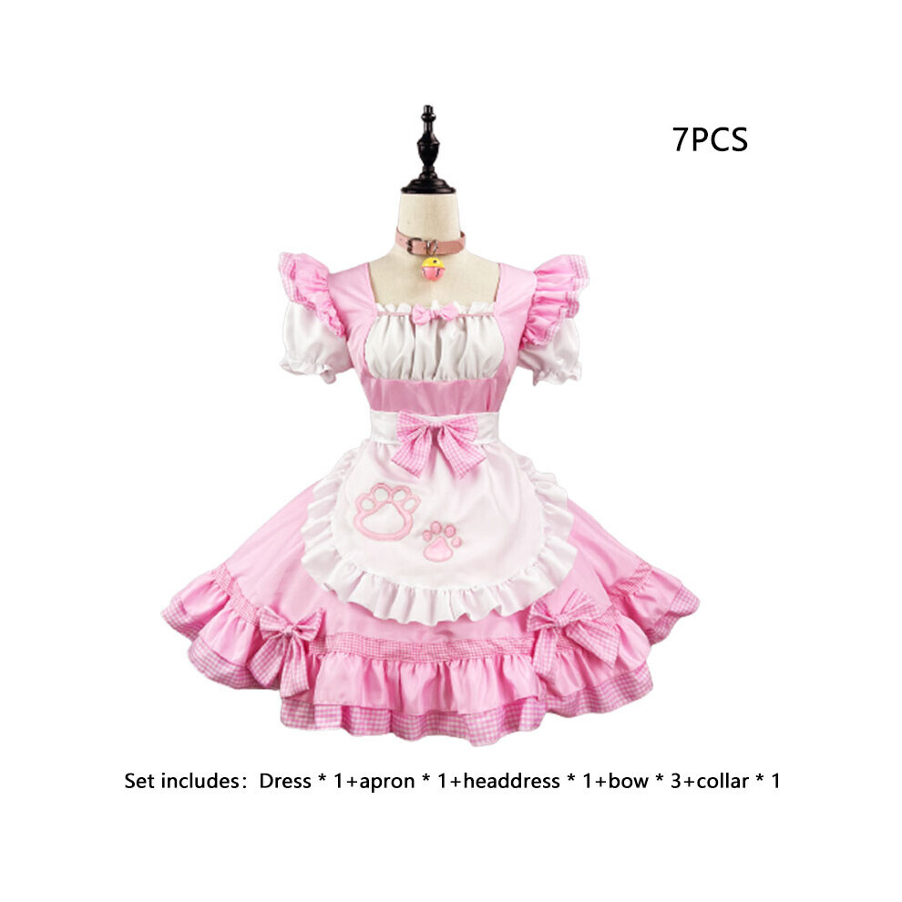 (Rose, XL) Robe tablier classique Nekopara, ensemble de costumes de femme de chambre, personnages de