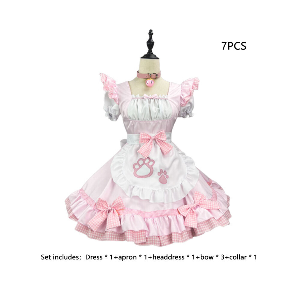 (Rose clair, S) Robe tablier classique Nekopara, ensemble de costumes de femme de chambre, personnages