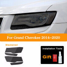 (Czarna) Do Jeepa Grand Cherokee WK2 2014-2020 Folia ochronna na reflektory, przyciemniana, czarna,