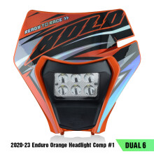 (Czarny reflektor 1) Reflektor LED PowerZone do motocykla KTM EXC SXF MX, reflektory Supermoto