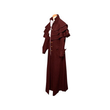 (WineRed, 2XL) Steampunk Ανδρική μεσαιωνική ρετρό καμπαρντίνα Got