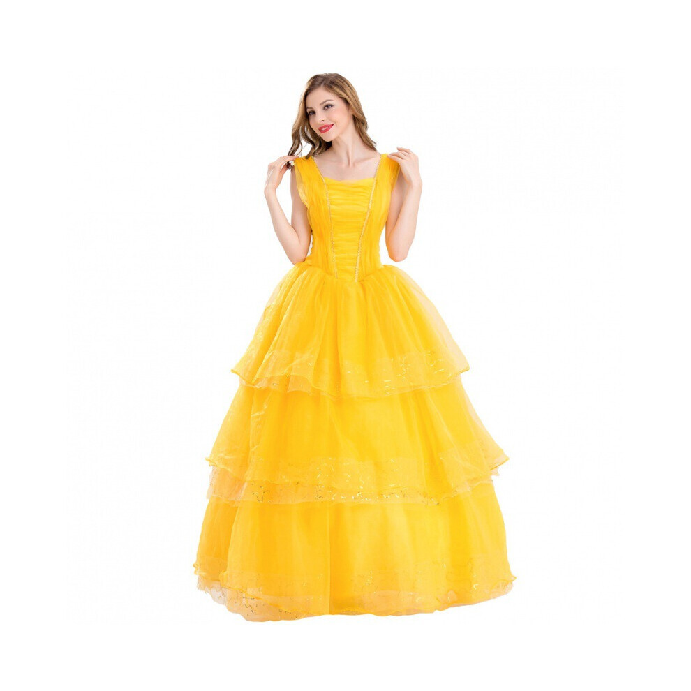 (Jupe jaune, M) Charmante robe Belle Cosplay pour Halloween avec un design élégant et confortable