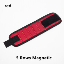 (red-5Rows Magnetic)upgrade Magnetic Wristband for Holding Screws Nail Drilling Bits Wrist Tool Holder Belts with Strong Magnets Storage Tool
