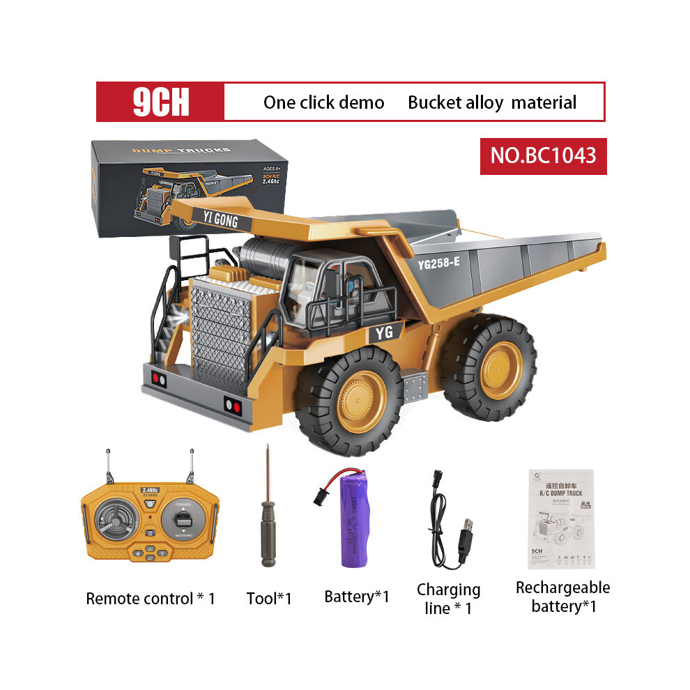 (NO.BC1047) 1:24 9CH RC Alliage Camion à benne basculante Voiture Véhicule d'ingénierie Chariot élévateur