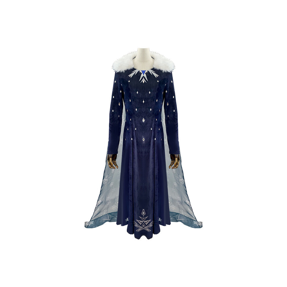 (XL) Costume de cosplay princesse Elsa la reine des neiges, accessoires de fête d'Halloween, robe cape