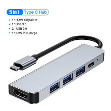 (BIAŁY) Koncentrator USB C do 4K HDMI zgodny ze stacją ładującą USB typu C PD, kompatybilną z komputerami