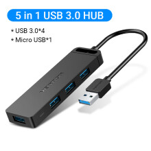 (USB 3.0 with power)Vention USB C HUB 4 Ports USB Type C to USB Splitter with Micro Charge Power compatible Lenovo Macbook Pro iPad Samsung PC