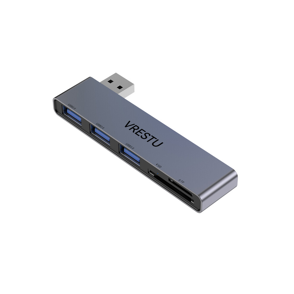 (Version côté gauche) HUB USB 5 en 1 répartiteur USB 3.0 OTG haute vitesse lecteur de carte multiport