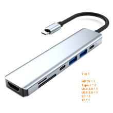 (szary 7 w 1) Koncentrator USB C do 4K HDMI typu C PD USB 3.0 Dock kompatybilny z MacBookiem iPadem
