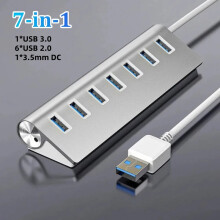 (7 w 1) 5 Gb/s High Speed USB 3.0 HUB 4/7 portów USB 3.0 OTG Aluminiowa stacja dokująca ze splitterem