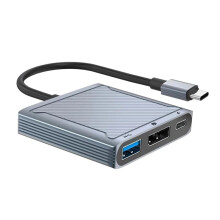 (SZARY) Stacja dokująca 8K USB typu C do DisplayPort z portem USB i PD 100 W 3 w 1 koncentrator DP 8K@60Hz