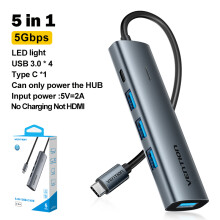 (5 w 1 USB 3.0) Vention 5 w 1 USB C 3.2 3.0 HUB 4K 60Hz HDMI 100W Adapter Splitter Multiport Expansion