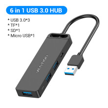 (HUB USB 3.0 SD TF)HUB USB Vention USB C 4 porty rozdzielacz USB typu C na USB z kompatybilnym zasilaniem