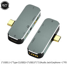 (YX04-X3) Konwerter USB 3.1 ze stacją dokującą USB C 4 w 1 i gniazdem 3,5 mm do zestawu słuchawkowego
