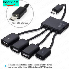 (Wtyczka Micro USB) 4-portowy koncentrator Micro USB 2.0, koncentrator OTG 4 w 1, kabel zasilający,