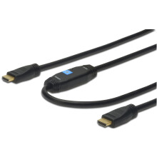 Digitus HDMI nagysebességű csatlakozókábel, A típusú, erősítővel, M/M, 40.0m, Full HD, CE, aranyozott, kék, AK-330105-400-S