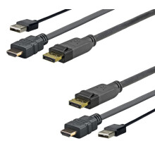 VivoLink PROHDMIUSBDP1, 1 m, DisplayPort, HDMI + USB, macho, macho, preto