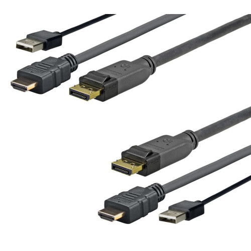 VivoLink PROHDMIUSBDP1, 1 m, DisplayPort, HDMI + USB, macho, macho, preto