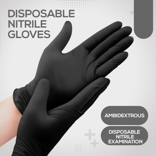 PANKTI Black Nitrile Disposable Gloves - Latex 1