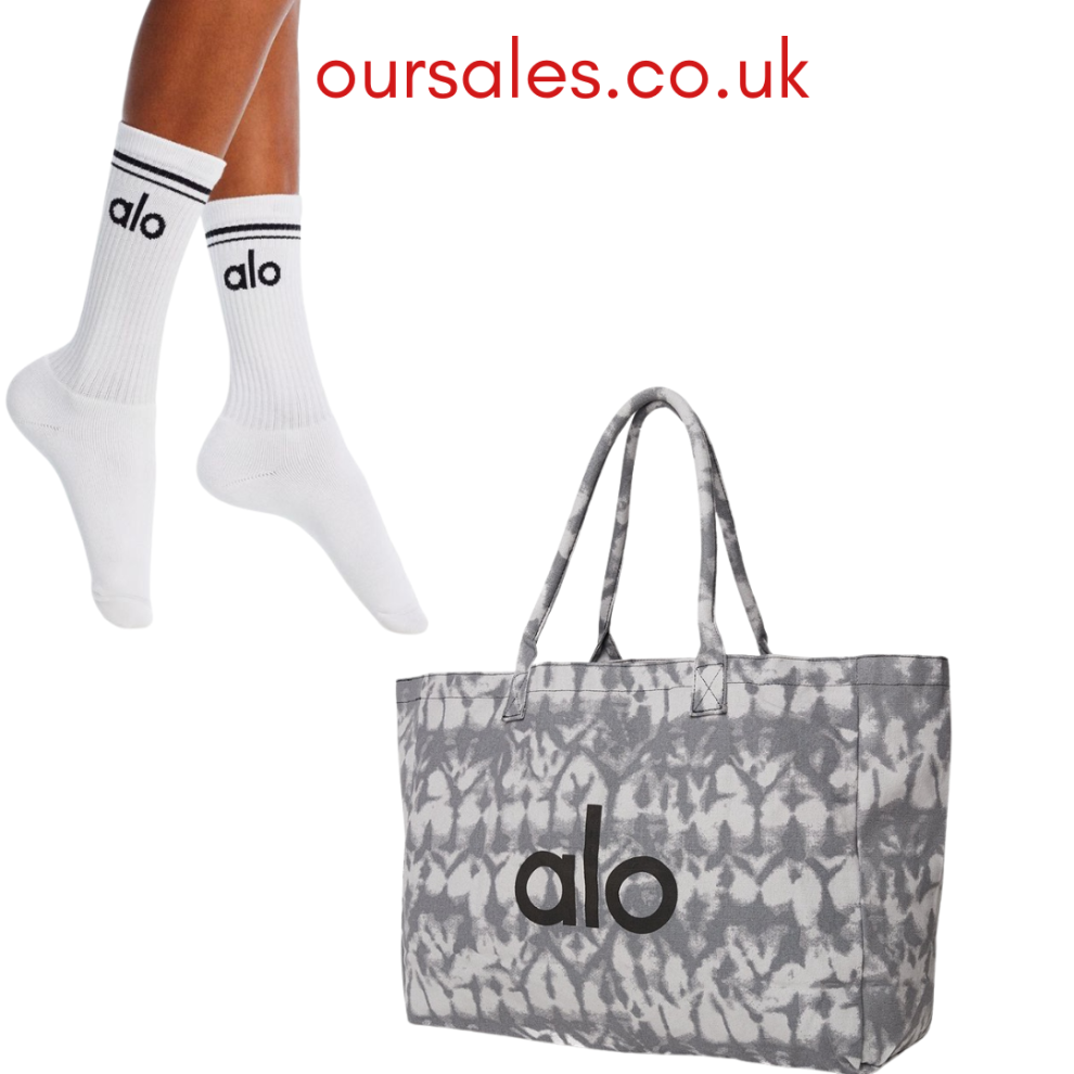 Oursales Alo Yoga Tote Bag Bag Gray Tye Dye With Alo Yoga Socks