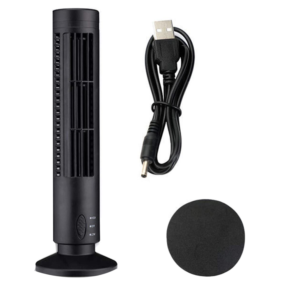 Small Tower Fan,Portable Fan Quiet Bladeless ,2 Speed Electric USB Powered Vertical Fans, for Bedroom Living Room