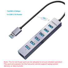 (7-portowy USB 3.0 A) Hub USB C 5 Gb/s, 10 Gb/s, rozdzielacz USB C o mocy 100 W, kompatybilny z adapterem