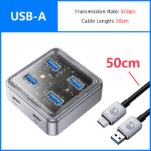 (5 Gb/s USB-A 50 cm) Wieloportowy rozdzielacz koncentratora USB 3.0 z 4 portami, stacja dokująca z gniazdem