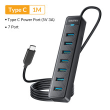 (USB C 1M) iDsonix USB 3.0 HUB 5 Gb/s Stacja dokująca 7 portów USB A typu C HUB Splitter Gniazdo wieloportowe