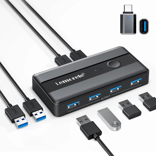 (USB Switch)USB KVM Switch Adapter USB 3.0 Switcher 2 Input 4 Output USB Switch KVM Switcher Printer