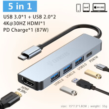 (5 w 1) CERASTES NOWY HUB USB C typu C do stacji dokującej z zasilaczem Multi 4KHD RJ45 VGA 4 USB 3.0